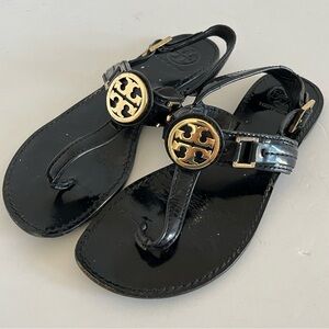Tory Burch Miller Patent Leather Thong Sandals Size 8